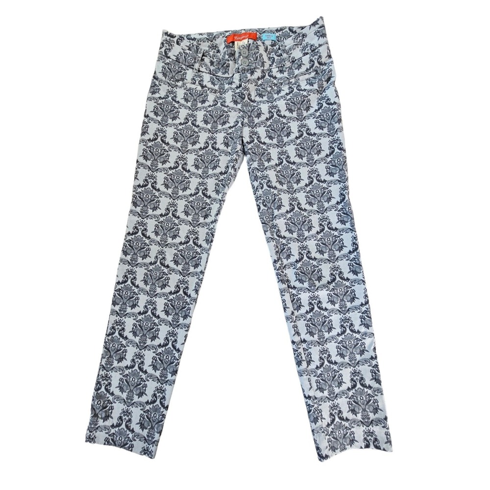 Anthropologie Cartonnier Women's Size 2 Silver Brocade Crop Pants Charlie Ankle